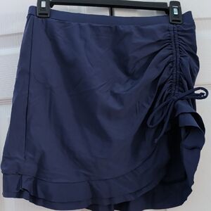 Navy Ruched Swim Skirt
